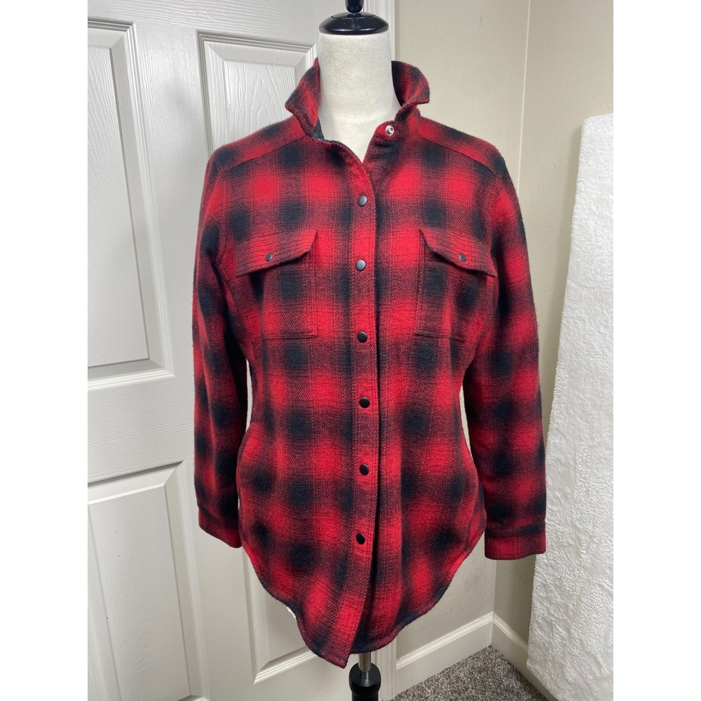 Eddie Bauer Red and Black Plaid Button Down Shirt